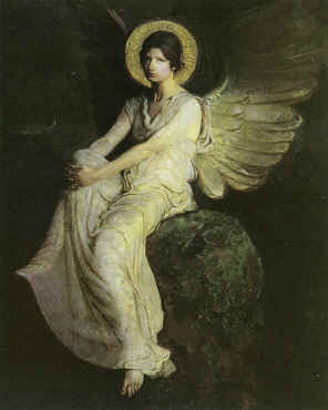 Winged Figure Seated Upon A Rock